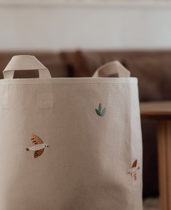 Embroidered Storage Basket, large, Songbirds