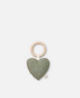Lara Heart Rattle Teether, Forest Green